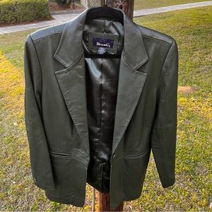 Vintage Denim & Co Olive Green Genuine Leather Women’s Jacket Size Small